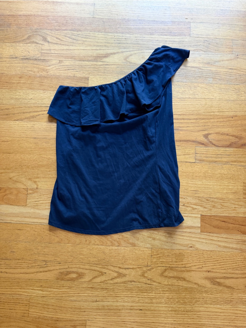 Lilly Pulitzer Navy One-Shoulder Ruffle Tank